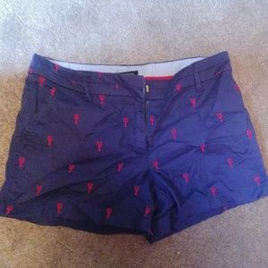 British Khaki navy shorts with red lobsters